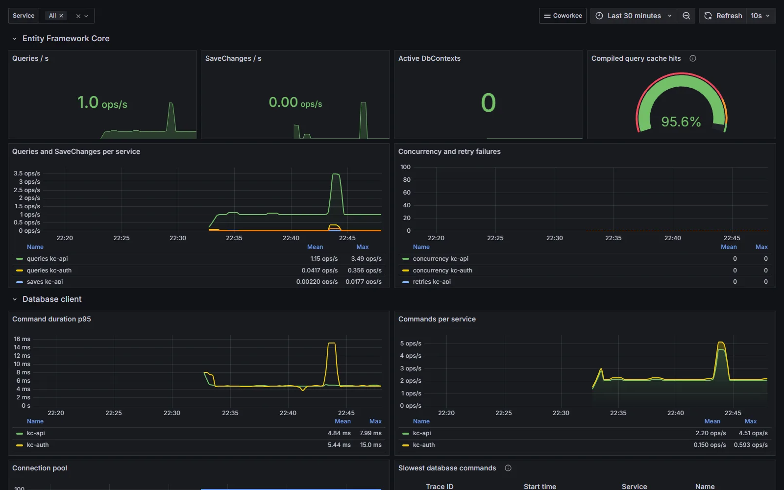 Database access dashboard